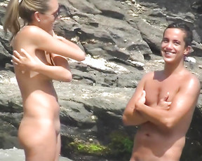 Voluptuous naturist chicks love to hang out naked with other nude men